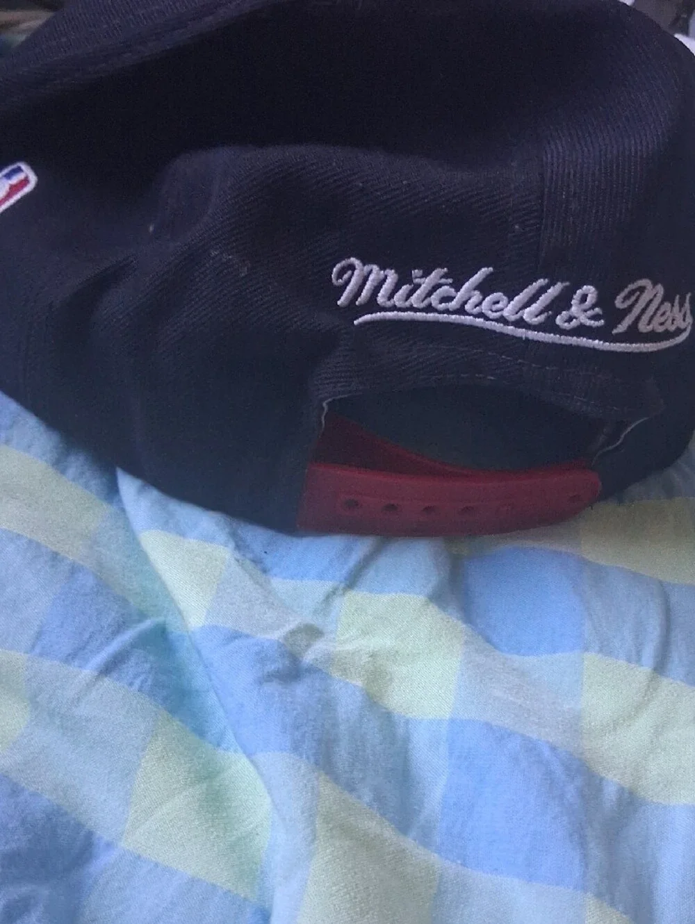 MICHELL AND NESS MLB Black Cap with Burgundy Brim and Logo